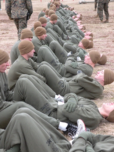 pft-ocs-crunches-abs Candidates doing crunches on their PFT