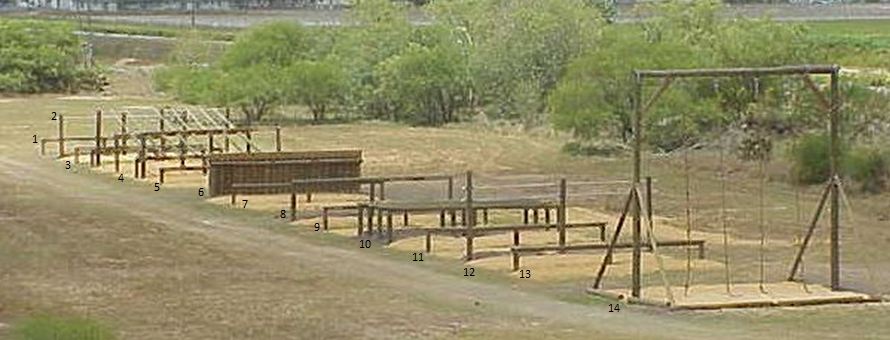 This is the standard Marine Corps obstacle course layout for OCS and beyond.