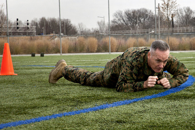 Even the Commandant of the Marine Corps leads by example, by completing a Combat Fitness Test