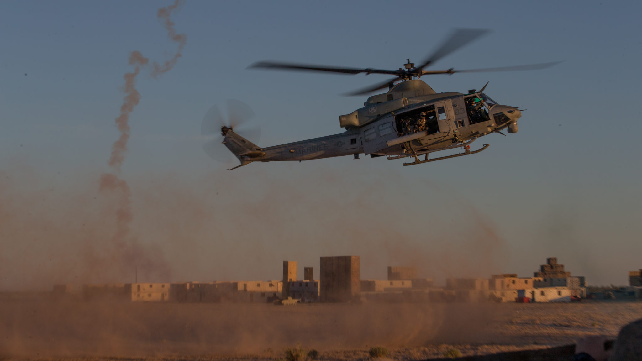 Huey helicopter in training