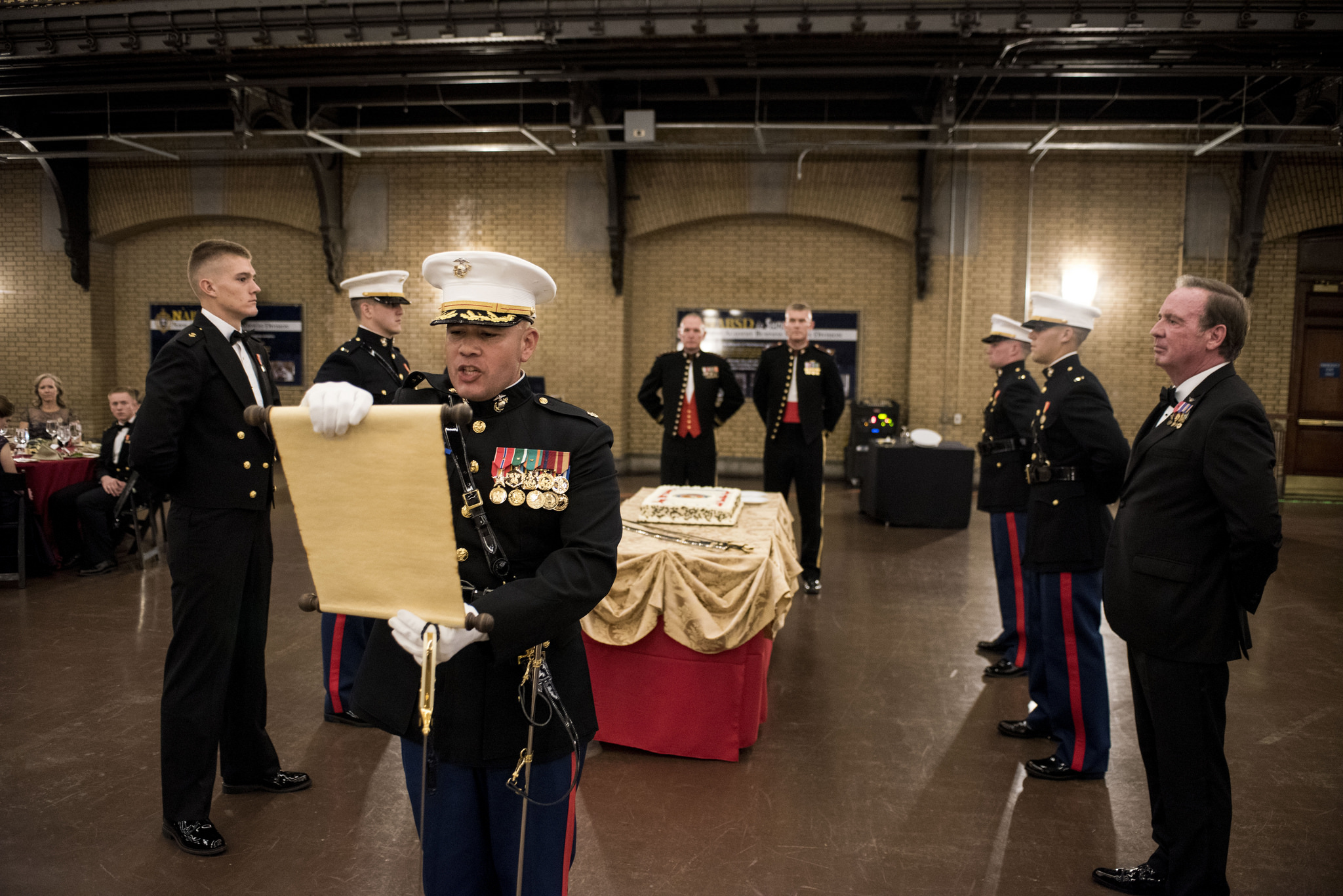 At the Marine Corps birthday ball, the reading of General Lejeune's message